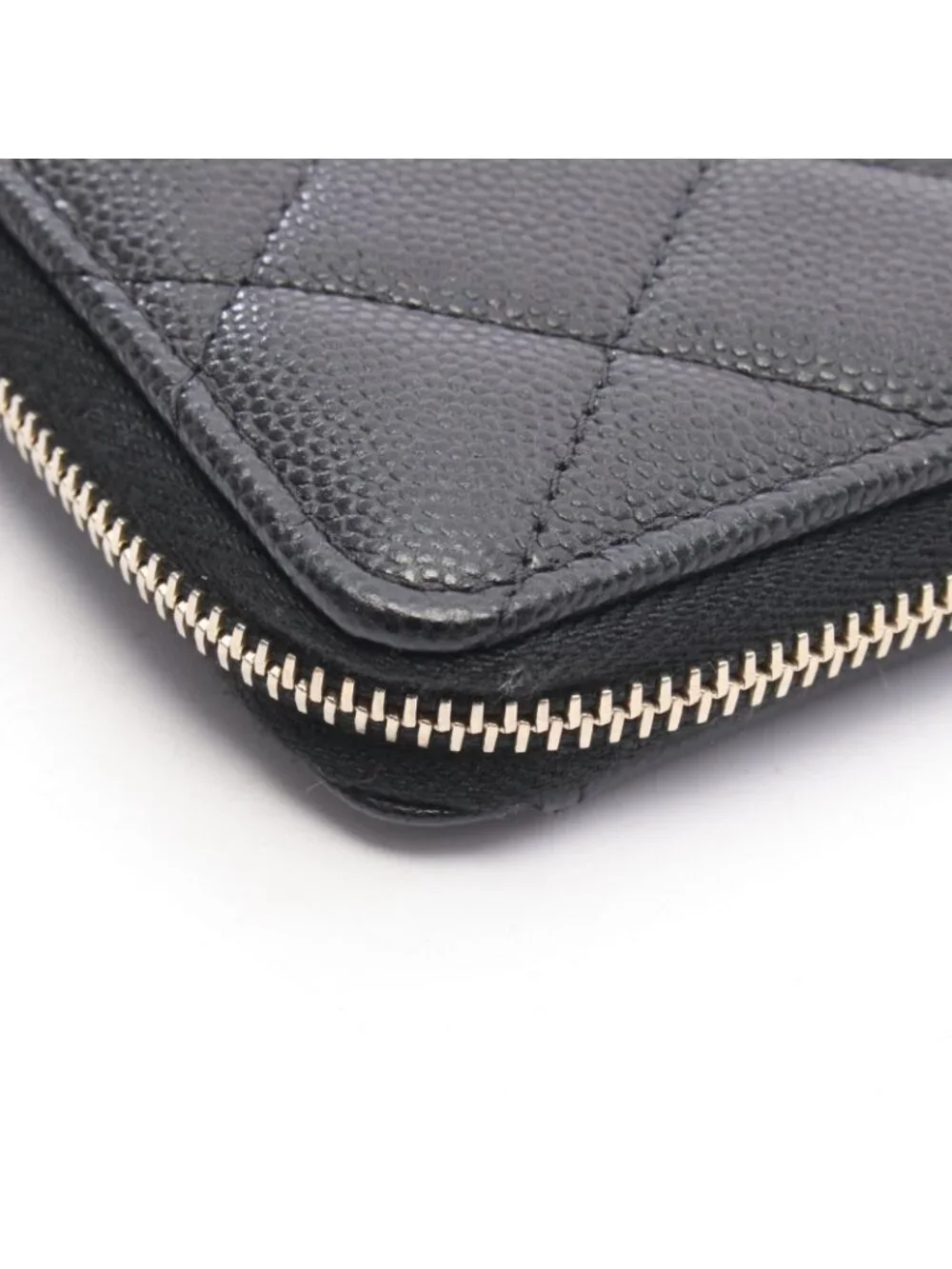 Chanel Coin Case Quilted CC Logo Fragment Black Caviar Leather